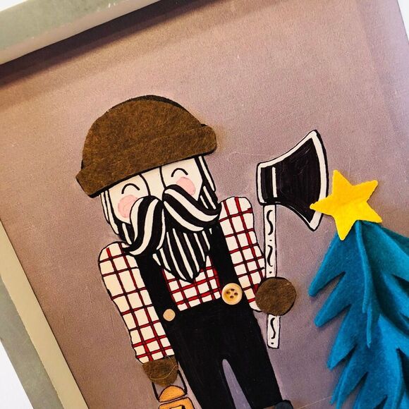 Hobby Lobby Christmas 2021 Woodland Wonders Shadow Box Felt Lumber Jack HTF - Picture 2 of 6